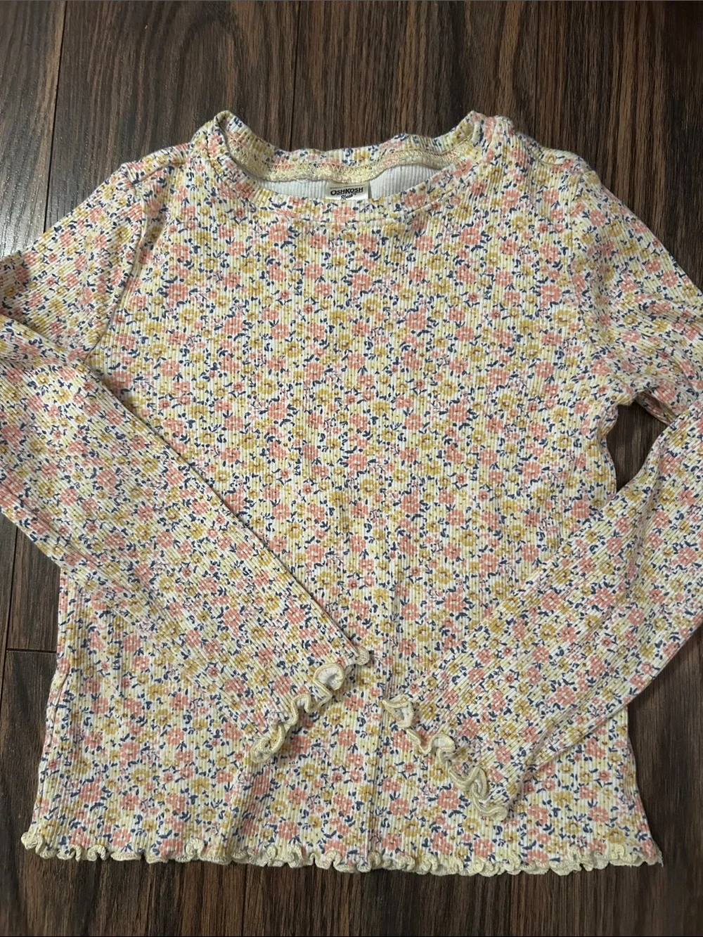 OshKosh B'gosh Pink Floral and Blue-Striped Long Sleeve Tops - 2 Pack